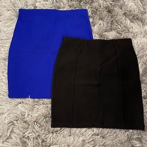 Forever 21 Black and Blue Ribbed Mini Skirts